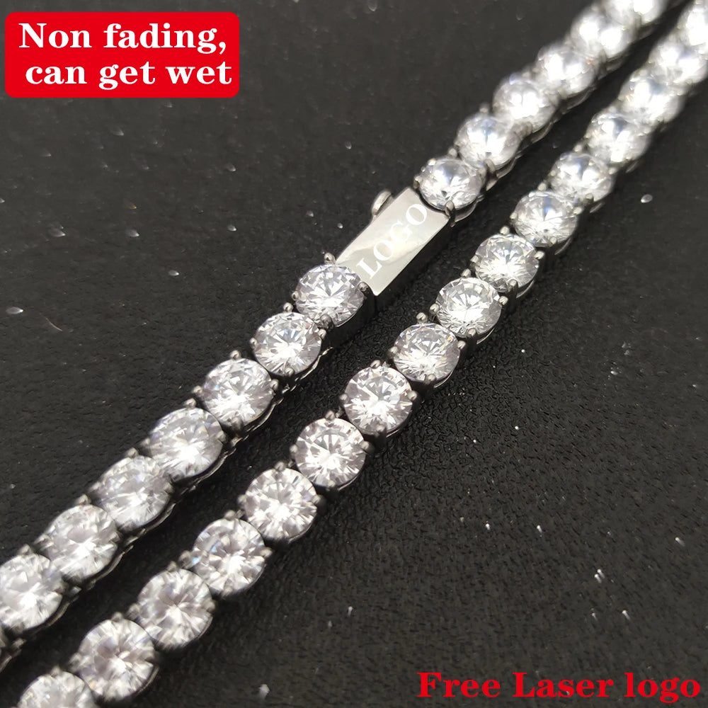 Iced Out Tennis Chain Necklace Stainless Steel