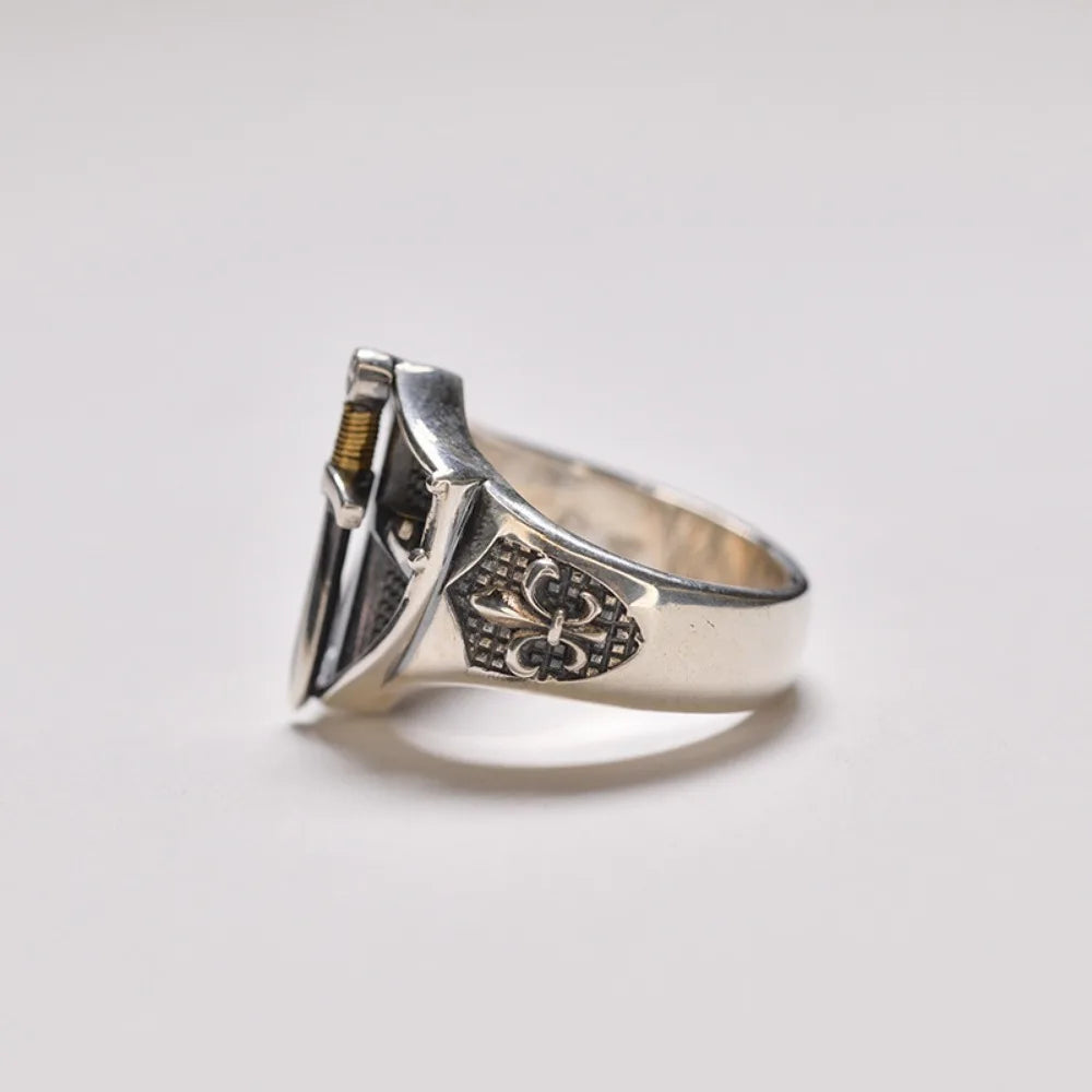 Medieval Templar Shield Open Ring — Zinc Alloy