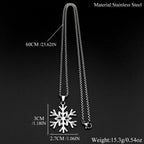 Hollow Snowflake Pendant Necklace For Women Men Stainless Steel Gold Color Fashion Winter Chain Jewelry Minimalist Gift
