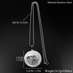 Catholic Saint Christopher Protect Us Round Pendant Necklace for Women Men Stainless Steel Gold Color Amulet Chain