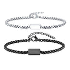 Square Tube Box Chain Bracelet — Stainless Steel