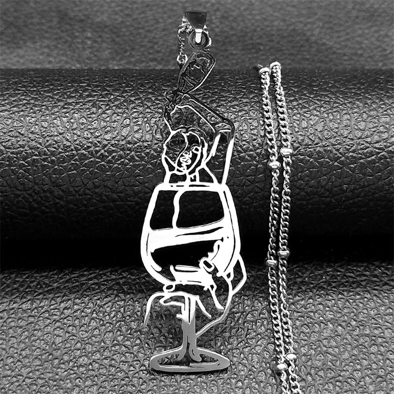 Silver Pendant Hollow Wine Glass Drinking