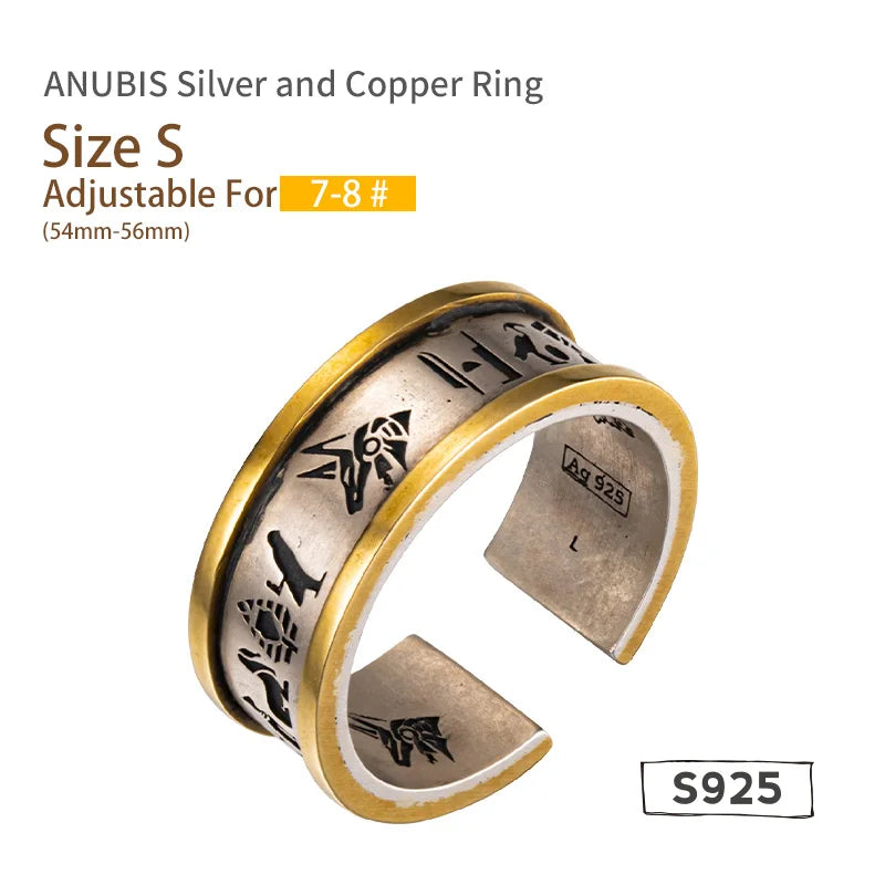 Anubis Symbol Obelisk Totem Ring for Men — Silver-Tone