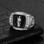 1pc, 316L stainless steel jewelry, St. Jude ring,with rhinestone green enamel, street party, daily wear, men's women's