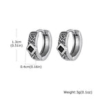 Vintage Celtic Knot Cross Pendant Earrings for Men, Black Zircon Stainless Steel Rhombus Hoop Earrings, Punk Gothic