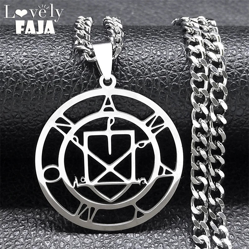 Silver Sigil Pendant Necklace — Stainless Steel