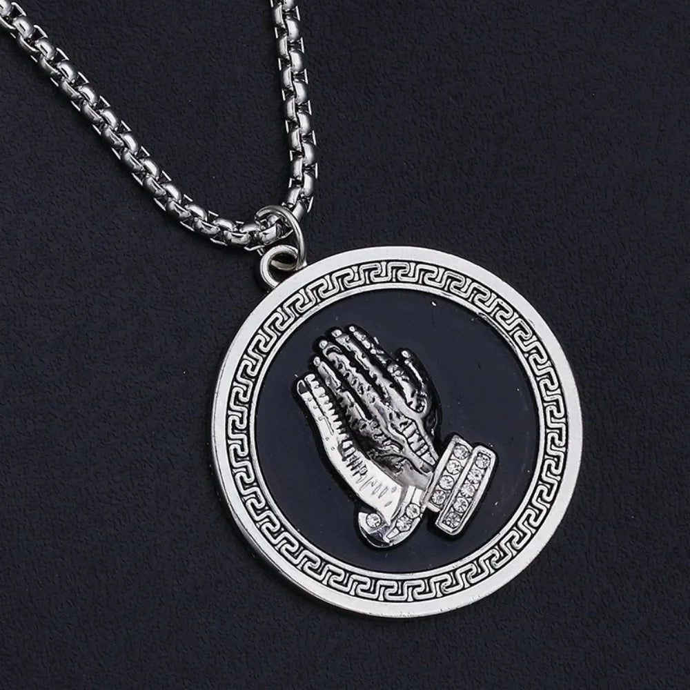 Fashion Charm Buddha's-hand Sweater Chain Jewelry For Men Women Gifts Double Blade Necklace Magic eye Pendant