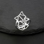 Hollow Geometric Animal Head Adjustable Ring — Stainless Steel