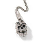 THE BLING KING Iced Out Ghost Skull Head Black Snake Arround Pendant Necklace For Men White Gold Plated Charm Hip Hop Jewelry