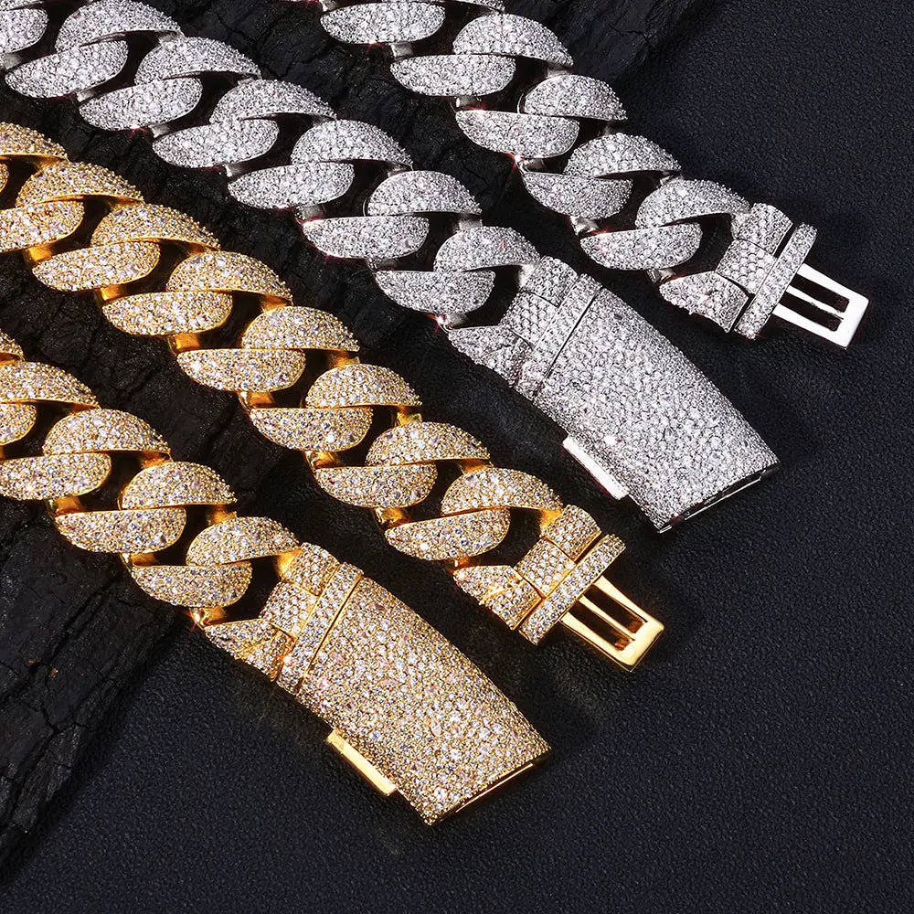 Iced Out Cuban Chain Necklace Stainless Steel 22MM