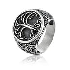 Viking Tree Of Life Ring 316L Stainless Steel Distressed Grey Norse Mythology Symbol Retro Hip Hop Men Hand Jewelry For Male Hot