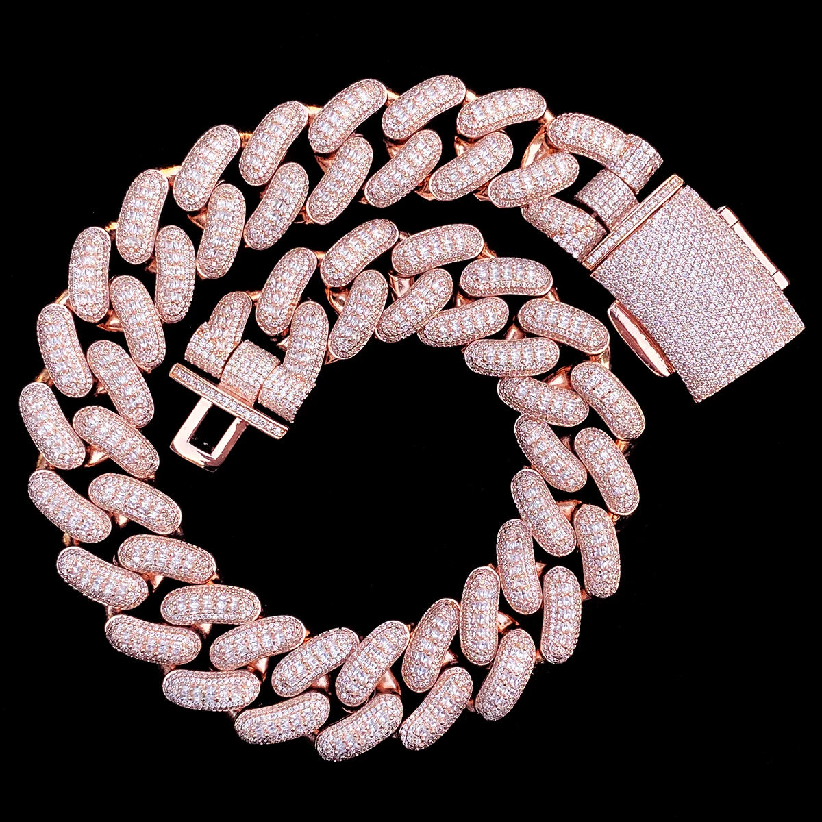 Aokaishen 32mm Iced Out Thick Heavy Miami Baguette Cuban Link Chain for Men 5A Cubic Zirconia Gold Plated Hip Hop