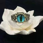Thai Silver 925 Mens Rings Vintage Punk Style Hip Hop Pythons Snake Eye Unique Crafts Red Ring Opening Adjustable Fine Jewelry