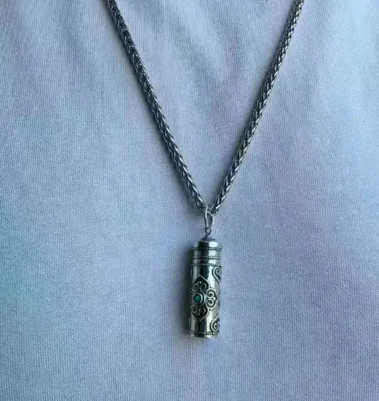Ethnic Style Relief Vajra Pestle Necklace For Men Jewelry Blessing Gau Buddhist Scripture Box Pendant Male Choker