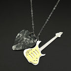 Rock Roll Electric Guitar Pick Necklace For Men Women Stainless Steel Music Lover Gift Hiphop Band Chain Rapper Jewelry