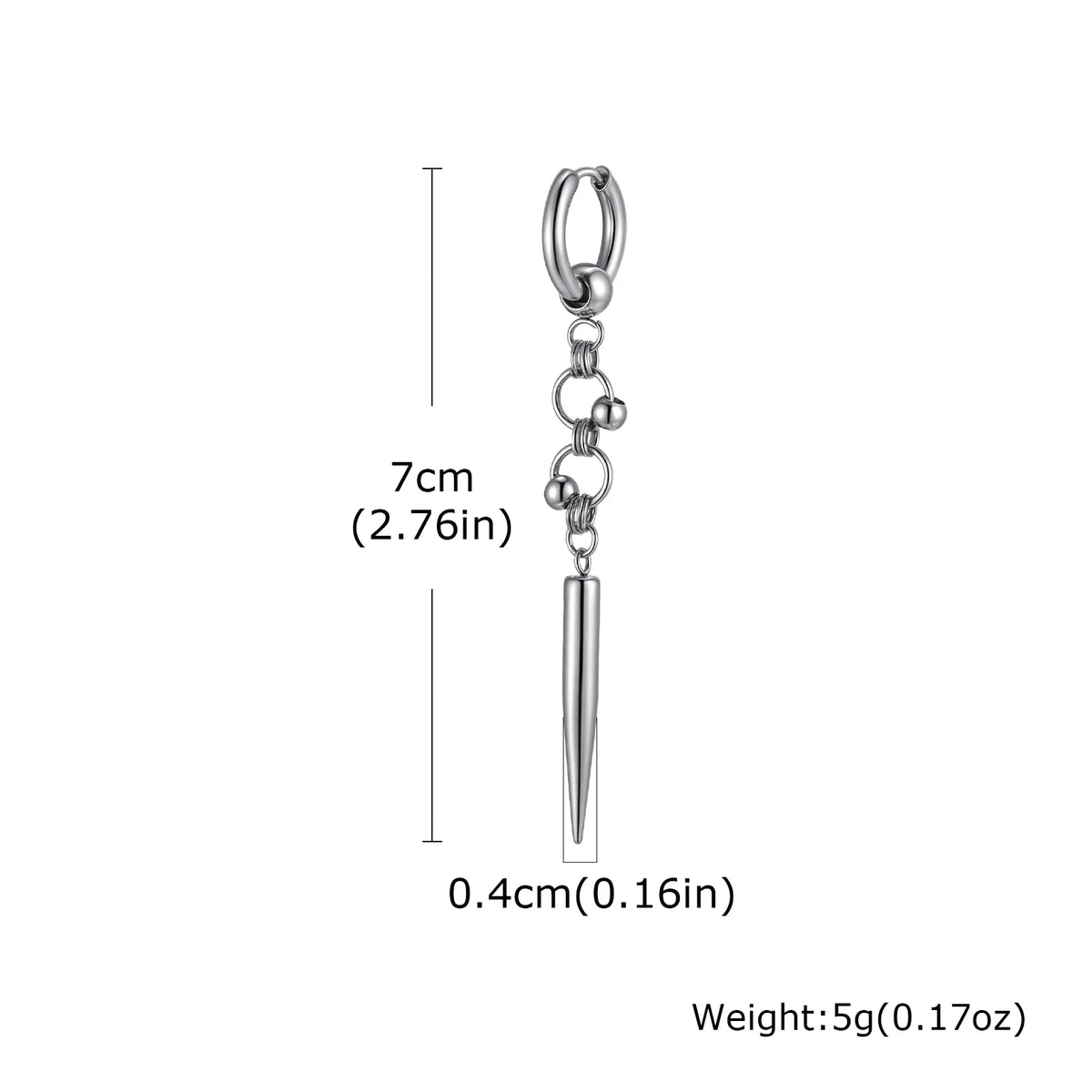 Gothic Cone Long Drop Earrings for Men — Stainless Steel