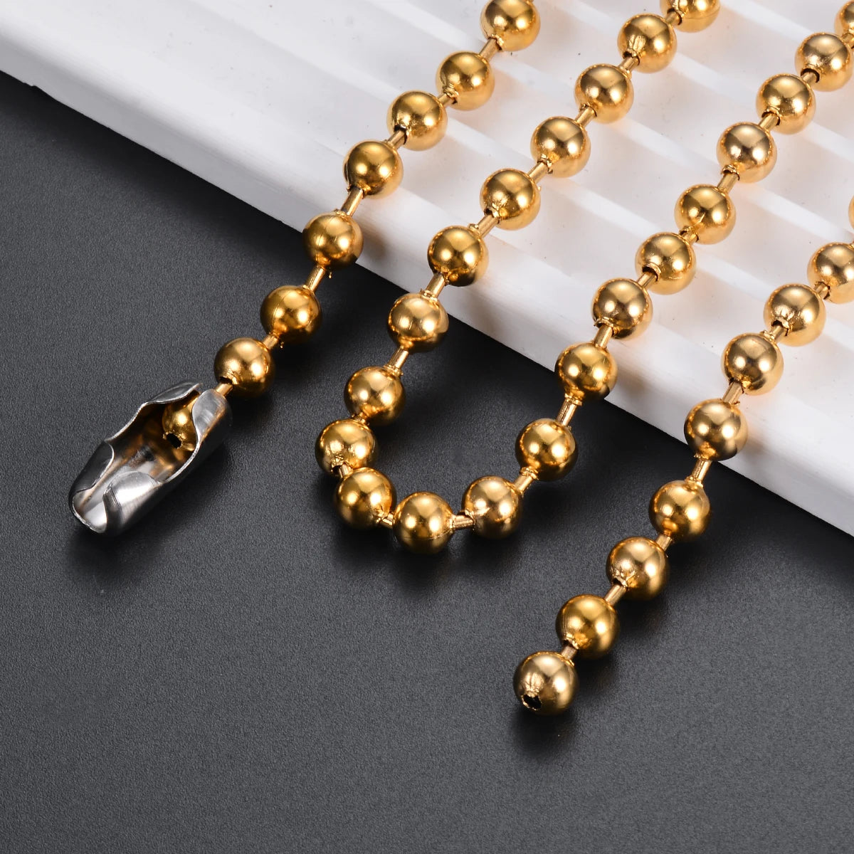 1PC wide1.2-6mm Gold 18K Plated Stainless Steel Ball Chain Necklace For Pendant or Dog Tags Chains Jewelry Making