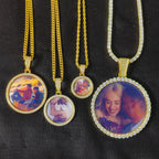 HHIOK Customized Necklaces Circle Chain Picture Personalized Diamond Memory Pendant with Photo Wing Design Gift for Men