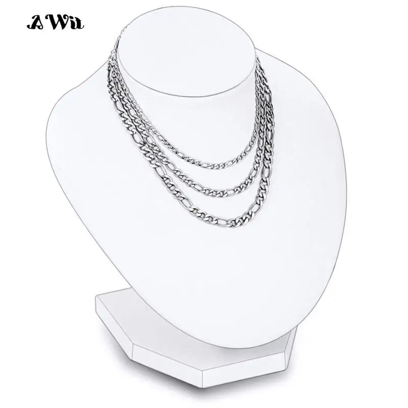 AWit 2022 Fashion Classic Figaro Chain Necklace Men Stainless Steel Long Necklace For Men Women Chain Jewelry