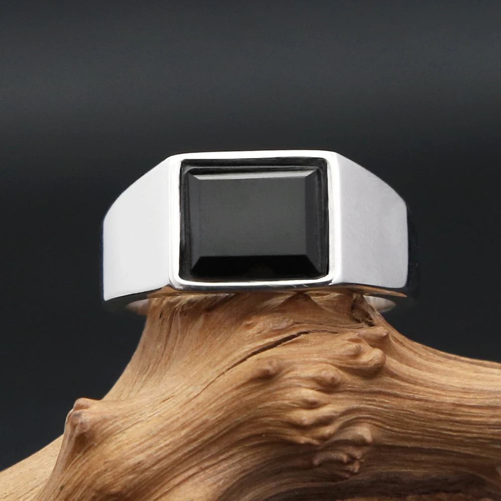 Square Stamp Ring Black — Stainless Steel