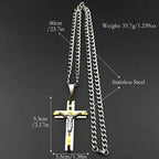 Jesus Crucifix Cross Pendant Necklace Amulet — Stainless Steel