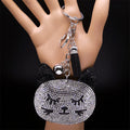 Iced Out Cat Black Pendant Crystal Head Key Alloy
