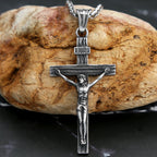 Vintage 316L Stainless Steel Jesus Cross Pendant Necklace Cross Orthodox Necklace Chain For Men Women Biker Amulet