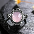 Sterling Silver 925 Vintage Rings Oval 8X10mm Rings Black Onyx Natural Fine Jewelry For Men Women Rhodochrosite Rings