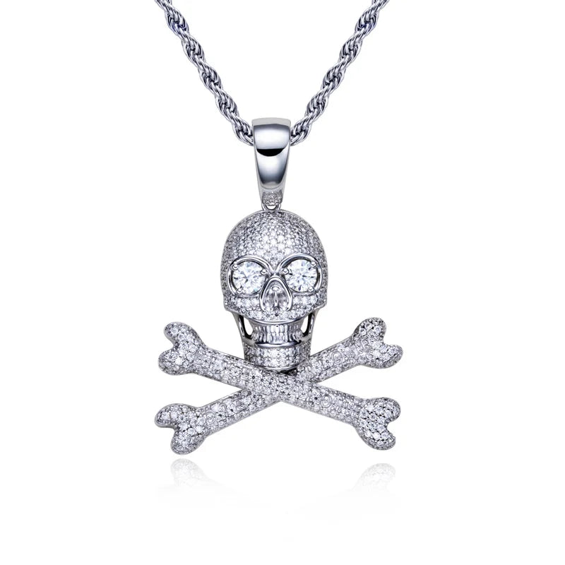 Iced Out Skull Pendant — 925 Silver