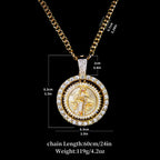 1 piece men's fashionable hip hop Santa Muerte set with sparkling rhinestones rotatable pendant decorative necklace