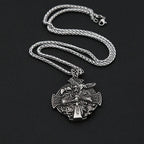 Vintage Viking Warrior Odin Necklace Men Nordic Stainless Steel Cross Trinity Pendant Necklace Gothic Skull Chain