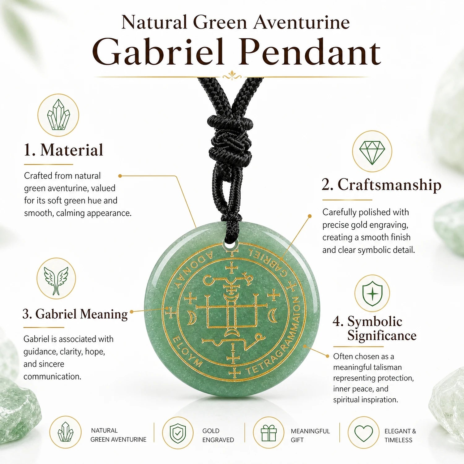 Iced Out Archangel Gabriel Pendant Necklace 30mm
