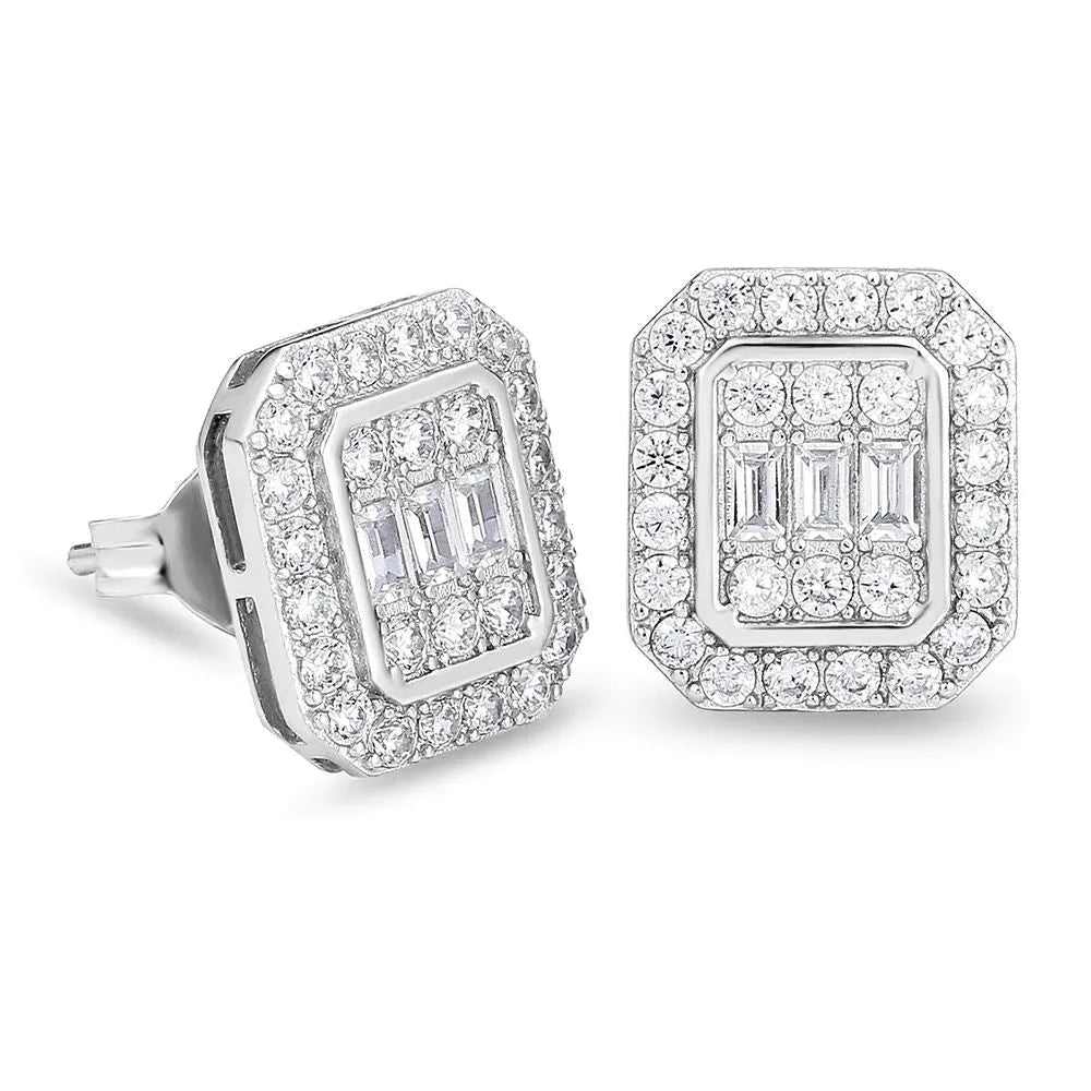 Iced Out Zircon Stud Earrings — Gold