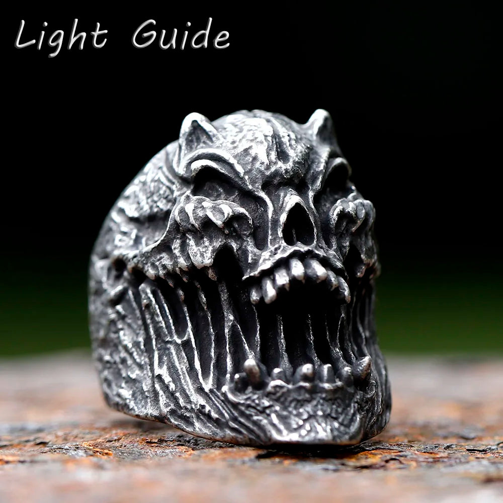 2023 New Gothic Retro Men Skull Ring 316L Stainless Steel Rings For Men Party Punk Biker Jewelry Boyfriend Gifts Male