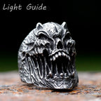 2023 New Gothic Retro Men Skull Ring 316L Stainless Steel Rings For Men Party Punk Biker Jewelry Boyfriend Gifts Male