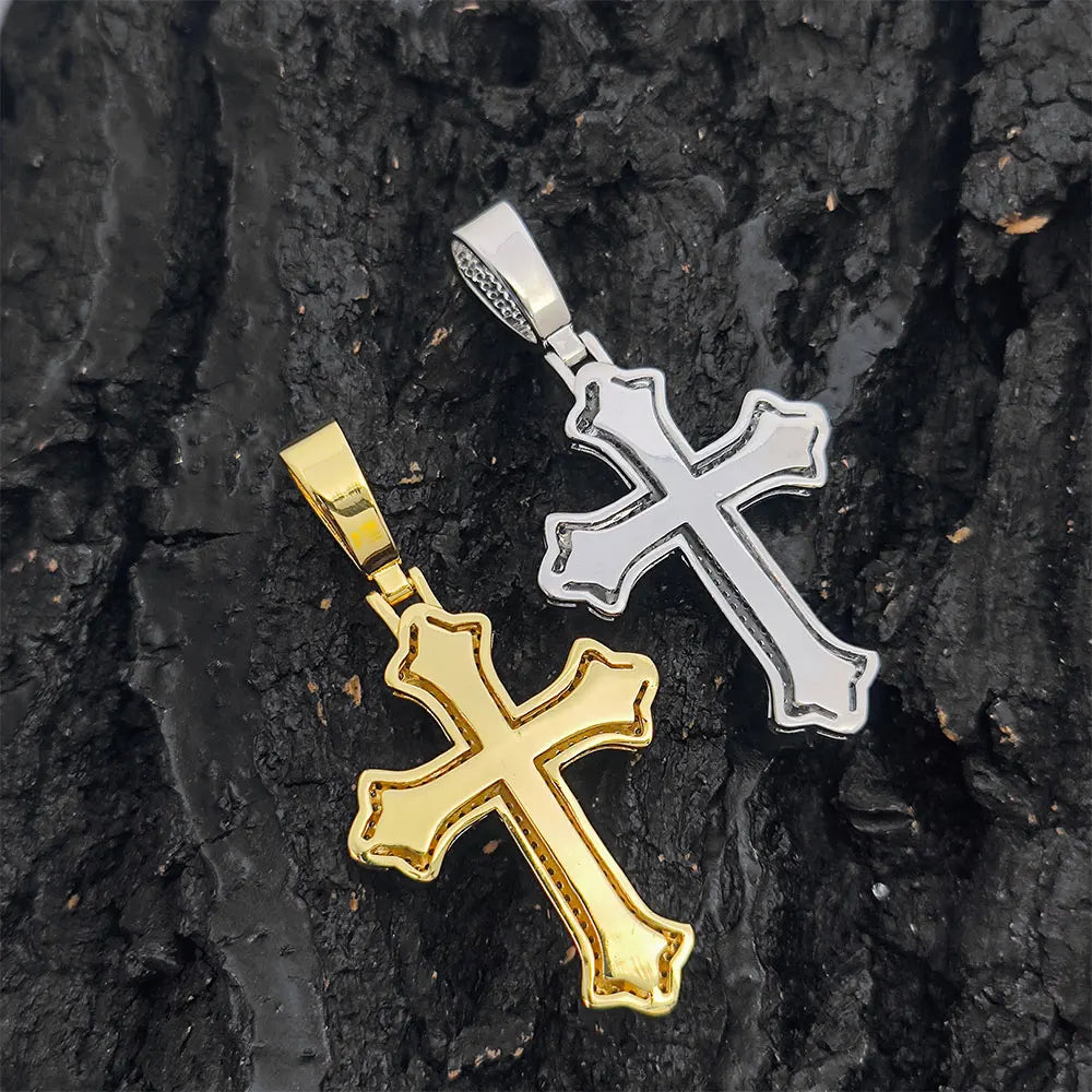 Cross Pendant Necklace Stainless Steel Full Pave