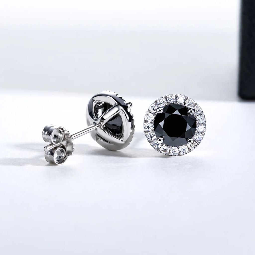 Iced Out Black Diamond Earrings — 925 Silver