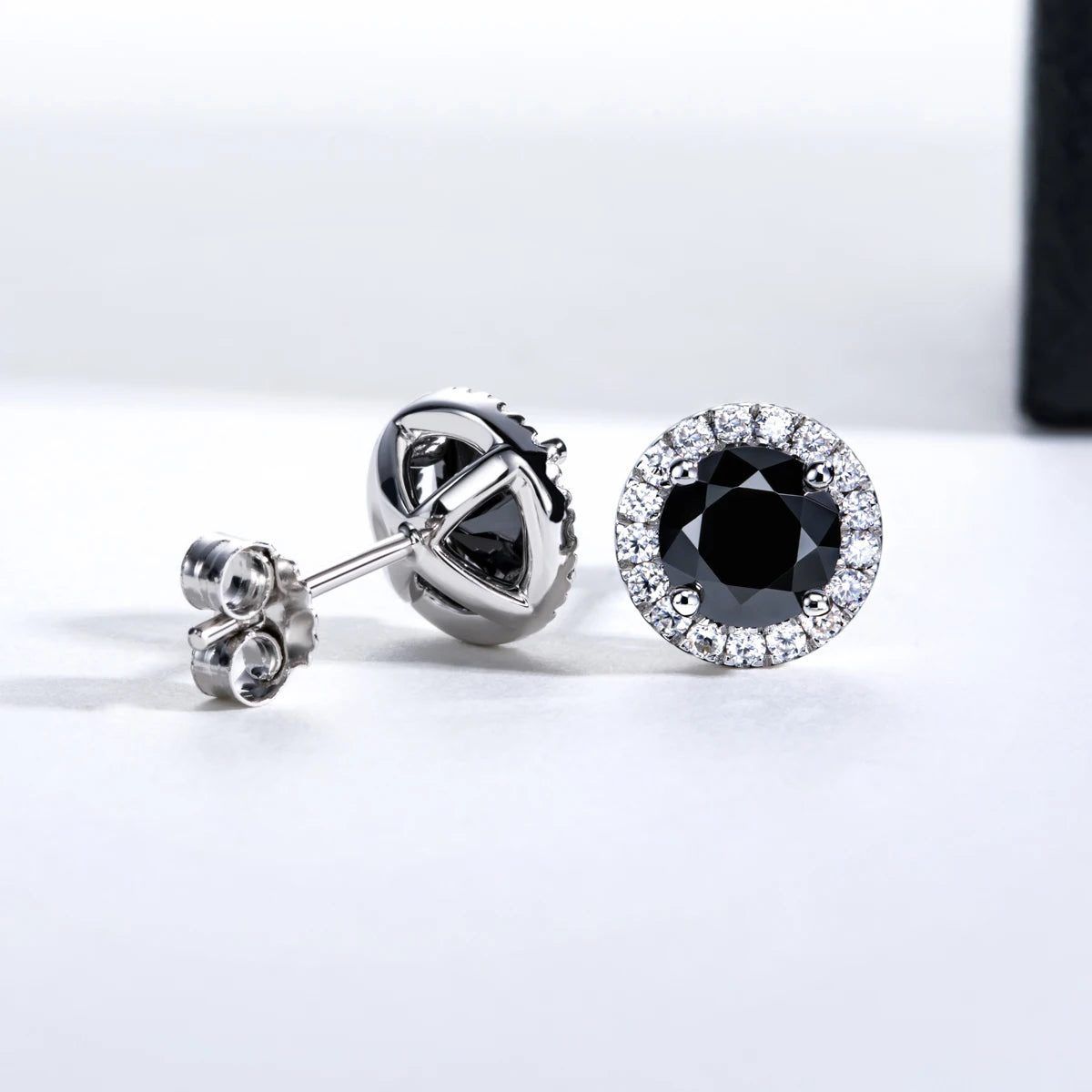 Iced Out Black Diamond Earrings — 925 Silver