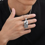 Punk Sea Wave Dog Tag Necklace for Men,Stainless Steel Black Oill Sailboat Military Pendant,Gift to Husband Son Dad