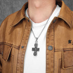 Retro Jesus Cross Pendant — Stainless Steel