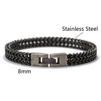 Noter Vintage Stainless Steel Cuban Chain Bracelet Men Hiphop Rock Braslet Bangle Outdoor Sports Camping Cycling