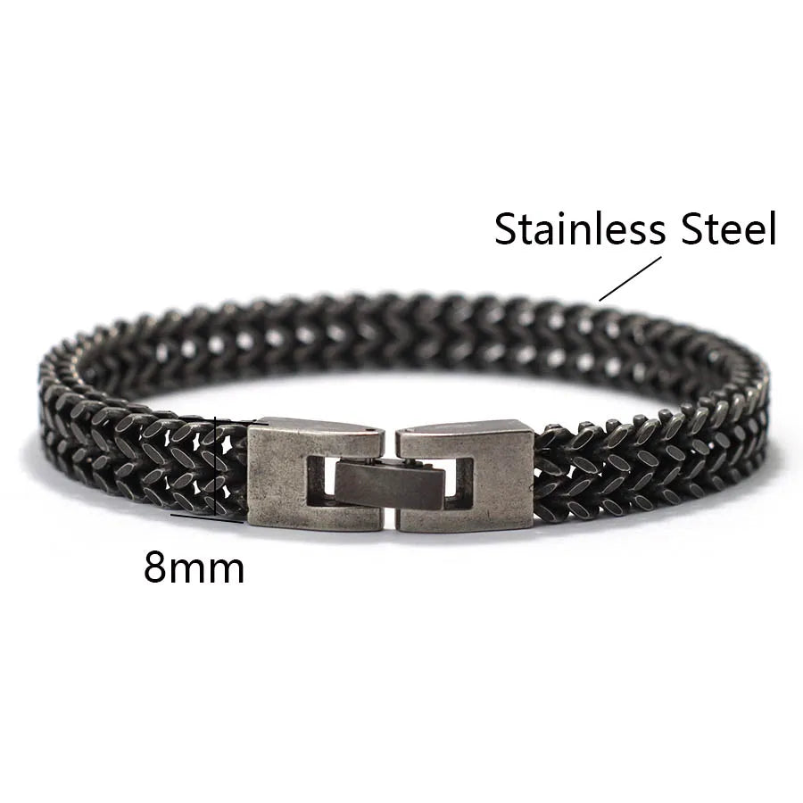 Noter Vintage Stainless Steel Cuban Chain Bracelet Men Hiphop Rock Braslet Bangle Outdoor Sports Camping Cycling