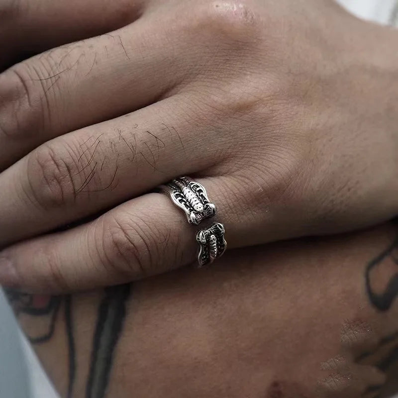 Buyee 925 Sterling Silver Unique Ring Finger Cute Scorpion Open Ring for Women Man Fashion Animal Rock Punk Fine Jewelry Circle