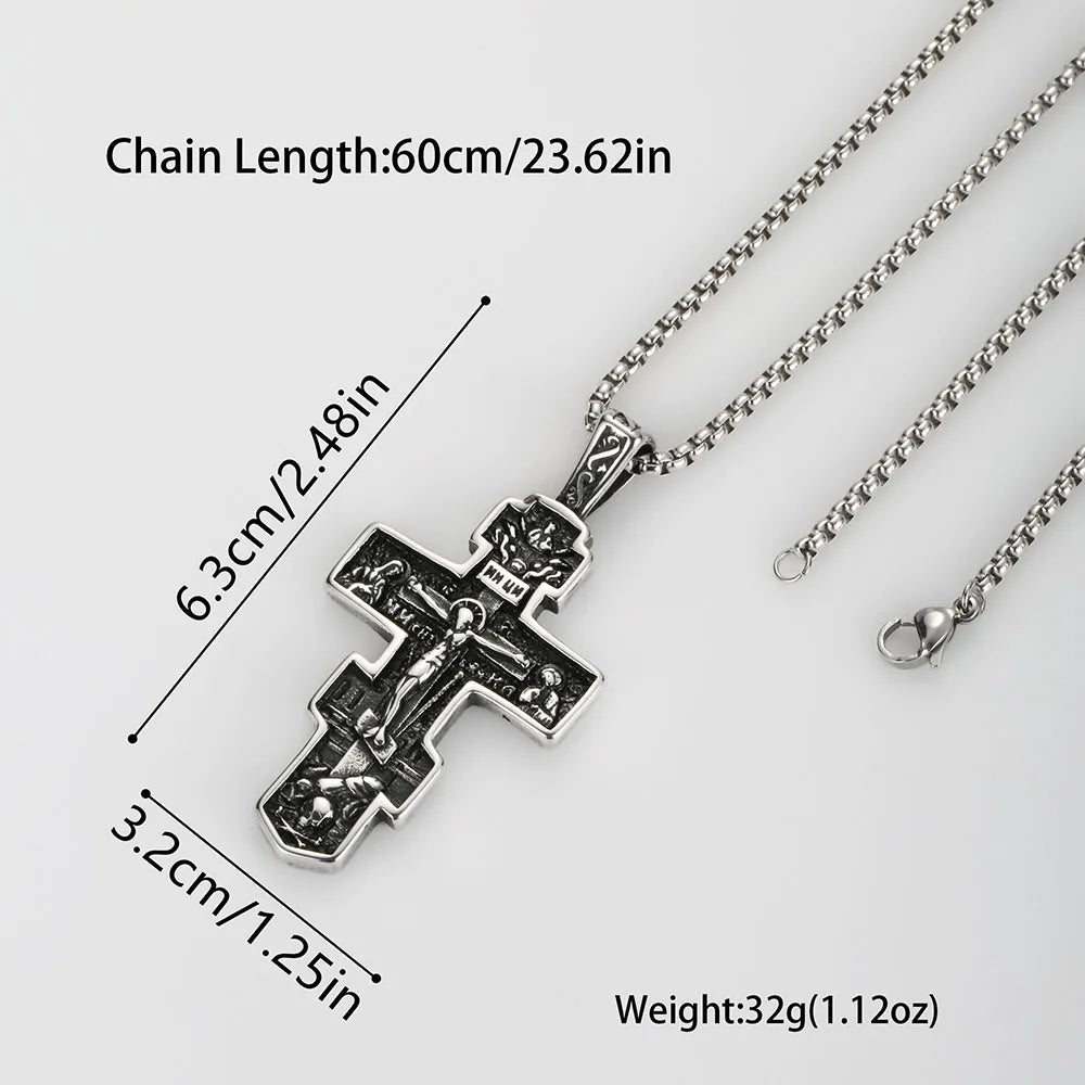 Orthodox Jesus Stations of the Cross Necklace — Stainless Steel
