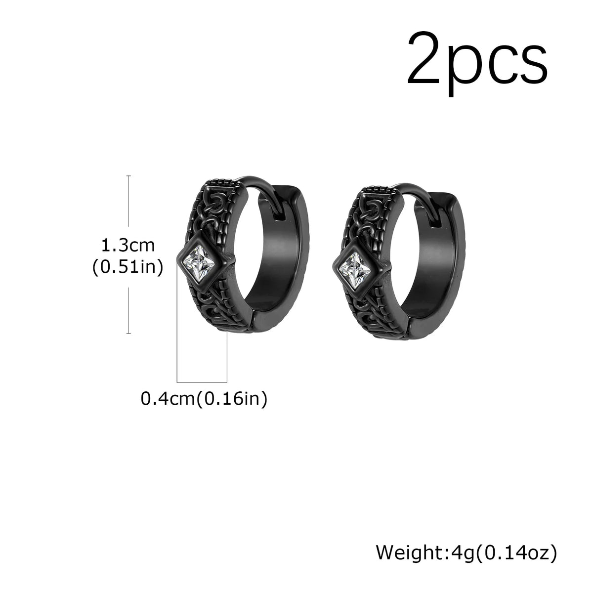 Gothic Rhombus Hoop Earrings for Men — Small, Stainless Steel