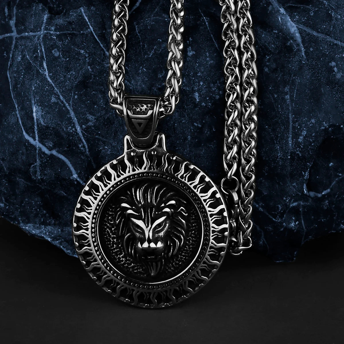 Slavic Sun Lion Amulet Pendant — Stainless Steel