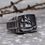 Vintage Pirate Sailboat Viking Ring Men's Stainless Steel Biker Ring Cool Male Gothic Sailor Lucky Amulet Jewelry Wholesale