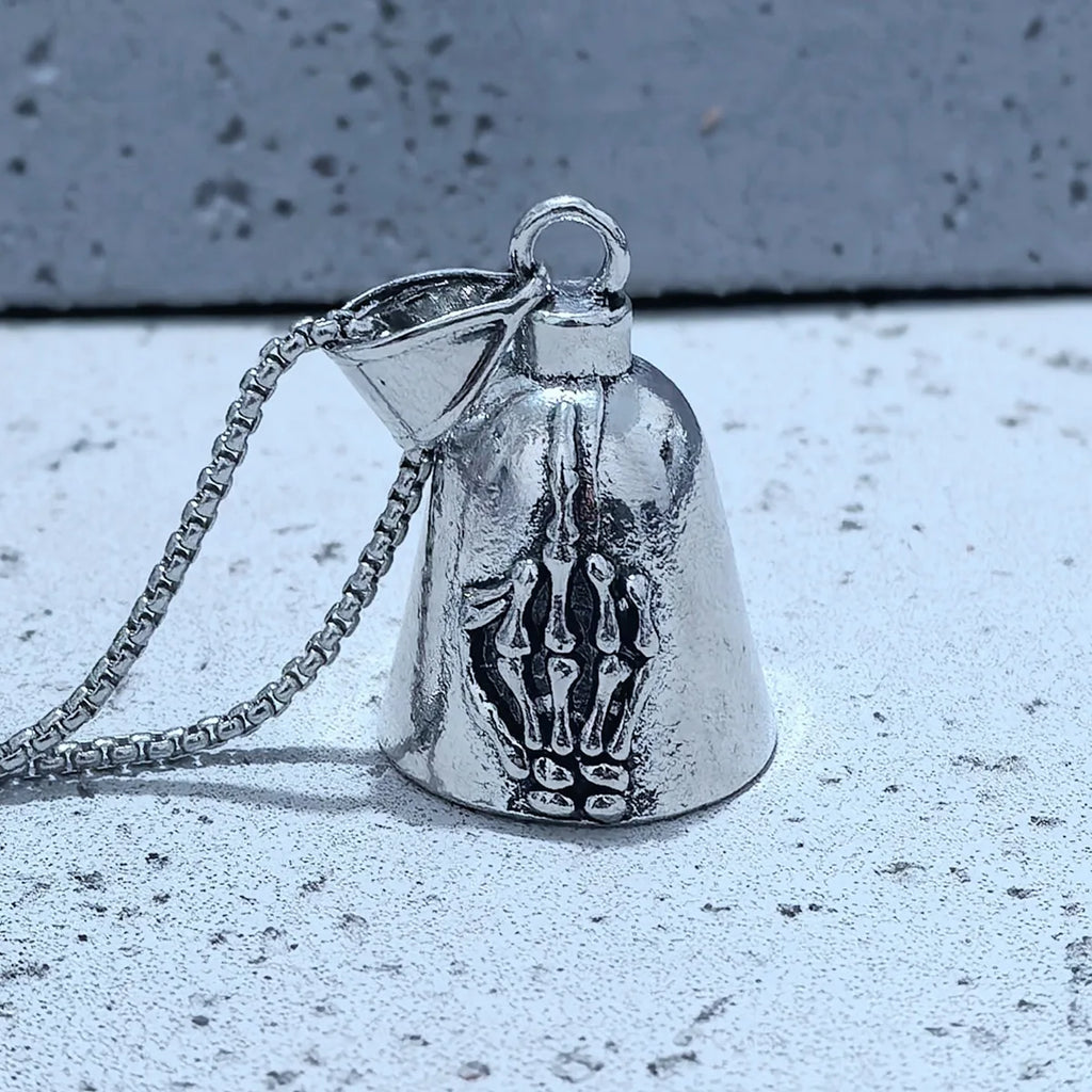 Moto Bell Steel Pendant Retro Skeleton Palm Middle