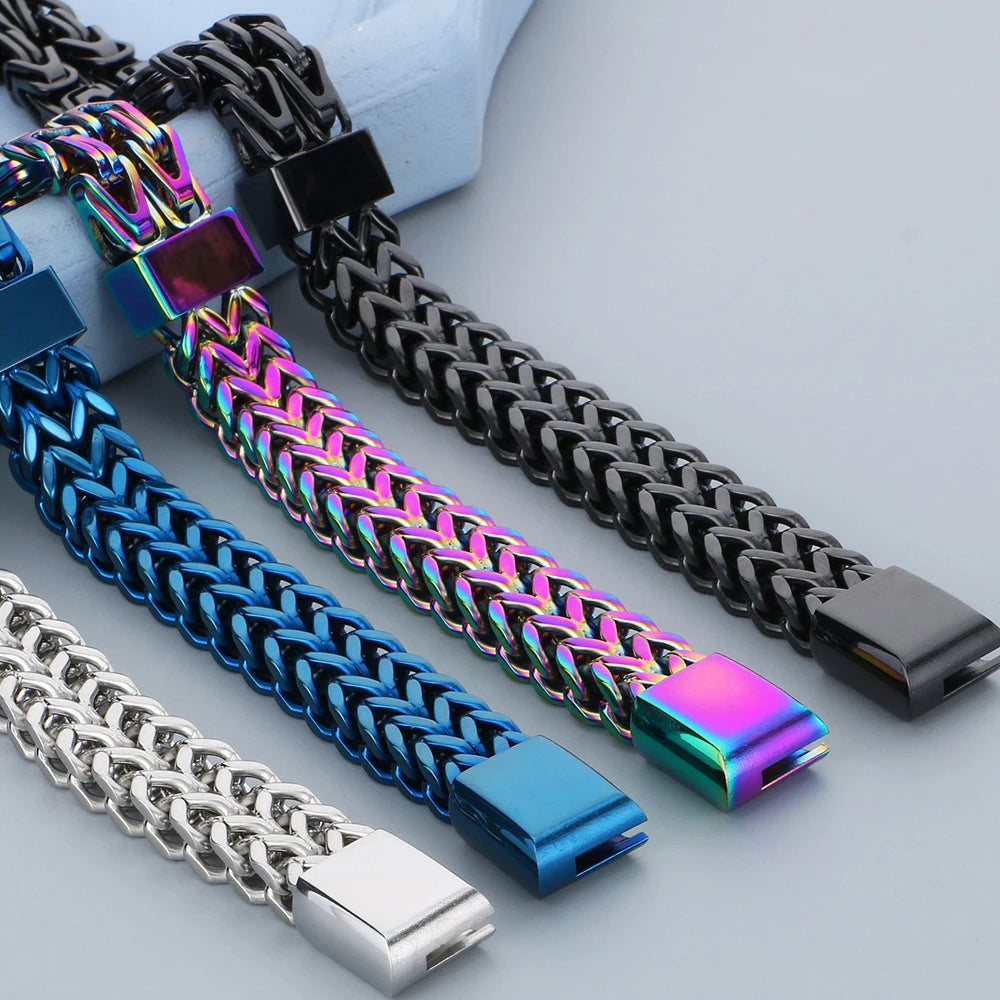 Waterproof Bracelet for Men 316L Stainless Steel Double Layer Link Chain Men's Bracelets Jewelry Accessories His
