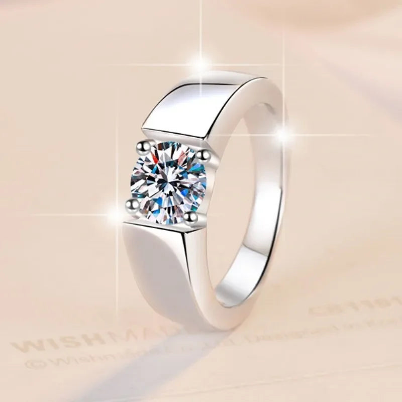 Classic Iced Out Pavé Wedding Ring — Silver-Tone